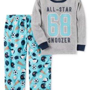 Carter's | Blue "All-Star Snoozer" Sports-Themed Microfleece Pajama Bottoms 7